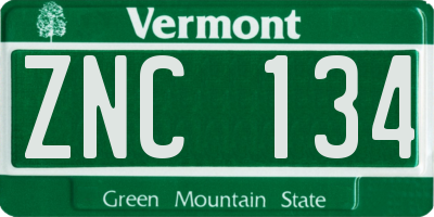 VT license plate ZNC134