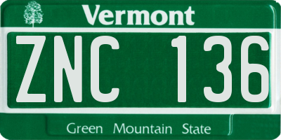 VT license plate ZNC136