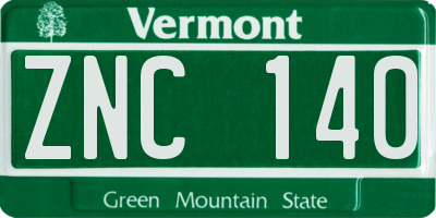 VT license plate ZNC140