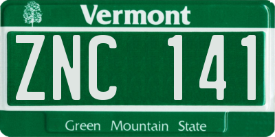 VT license plate ZNC141