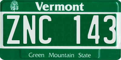 VT license plate ZNC143
