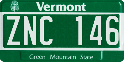 VT license plate ZNC146
