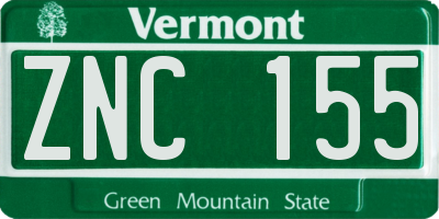 VT license plate ZNC155