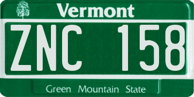 VT license plate ZNC158