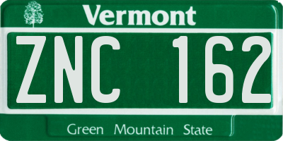 VT license plate ZNC162