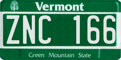 VT license plate ZNC166