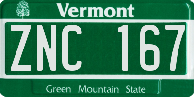 VT license plate ZNC167