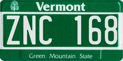 VT license plate ZNC168