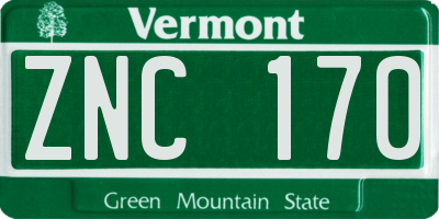 VT license plate ZNC170