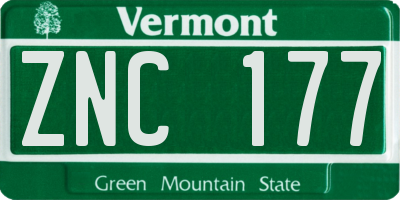 VT license plate ZNC177