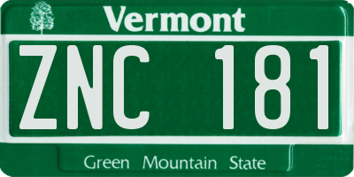 VT license plate ZNC181