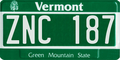 VT license plate ZNC187