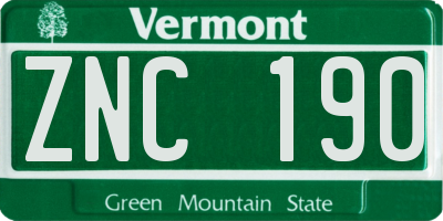VT license plate ZNC190