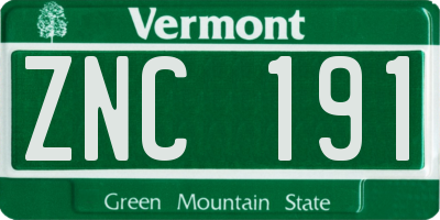VT license plate ZNC191