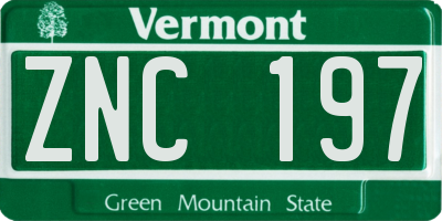 VT license plate ZNC197