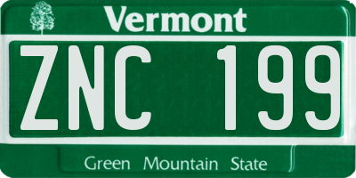 VT license plate ZNC199