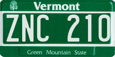 VT license plate ZNC210