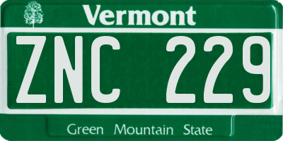 VT license plate ZNC229