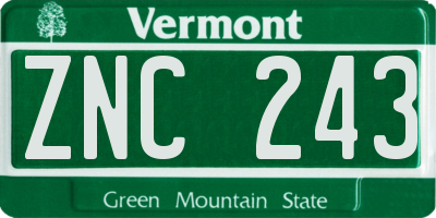 VT license plate ZNC243