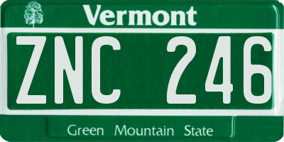 VT license plate ZNC246