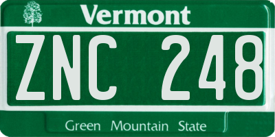 VT license plate ZNC248