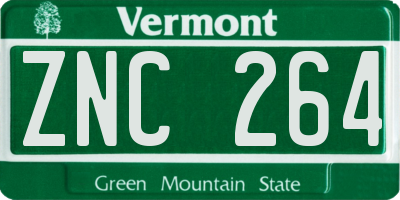 VT license plate ZNC264