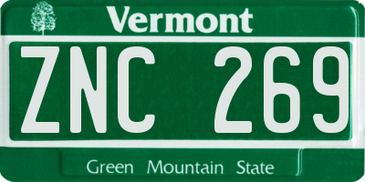 VT license plate ZNC269