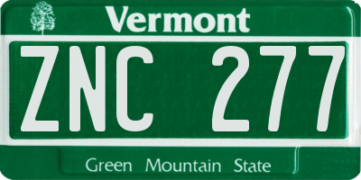 VT license plate ZNC277