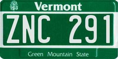 VT license plate ZNC291