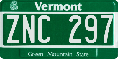 VT license plate ZNC297