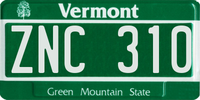 VT license plate ZNC310