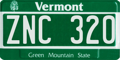 VT license plate ZNC320