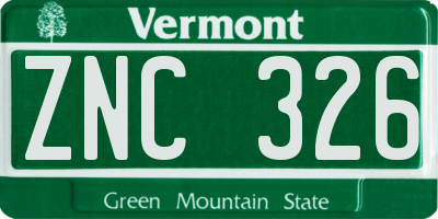 VT license plate ZNC326