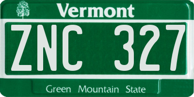 VT license plate ZNC327
