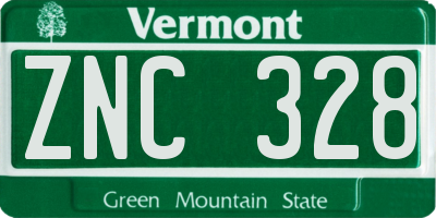 VT license plate ZNC328