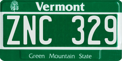 VT license plate ZNC329