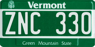 VT license plate ZNC330
