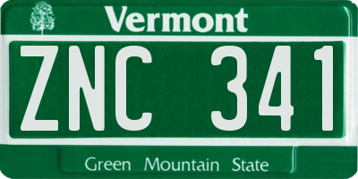 VT license plate ZNC341