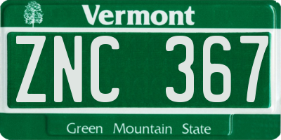 VT license plate ZNC367