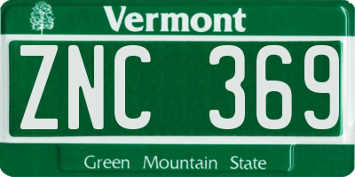 VT license plate ZNC369