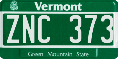 VT license plate ZNC373
