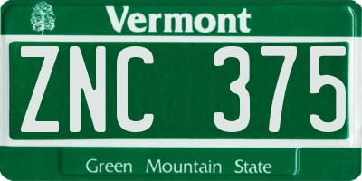 VT license plate ZNC375