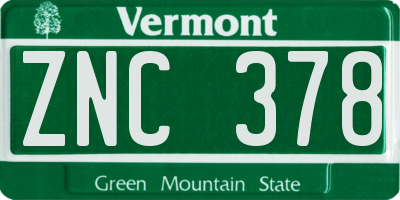 VT license plate ZNC378