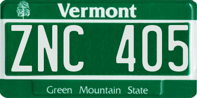 VT license plate ZNC405