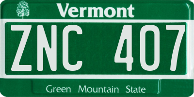 VT license plate ZNC407