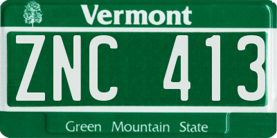 VT license plate ZNC413