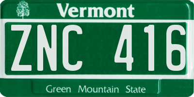 VT license plate ZNC416