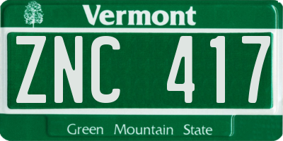 VT license plate ZNC417