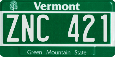 VT license plate ZNC421