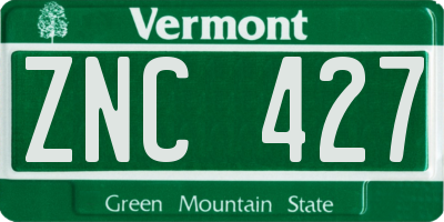 VT license plate ZNC427